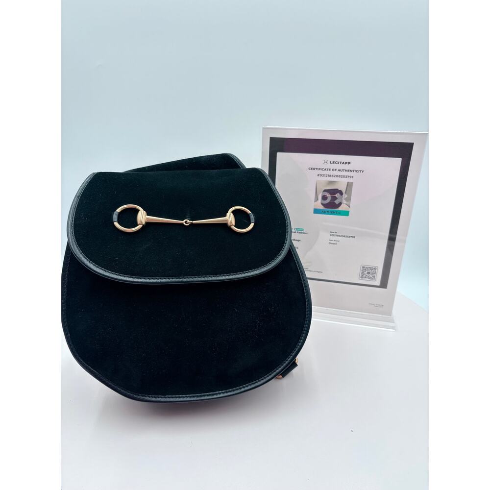 Authenticated Gucci Horsebit Suede Sling Backpack | Italian Luxury Icon - Picture 2 of 9